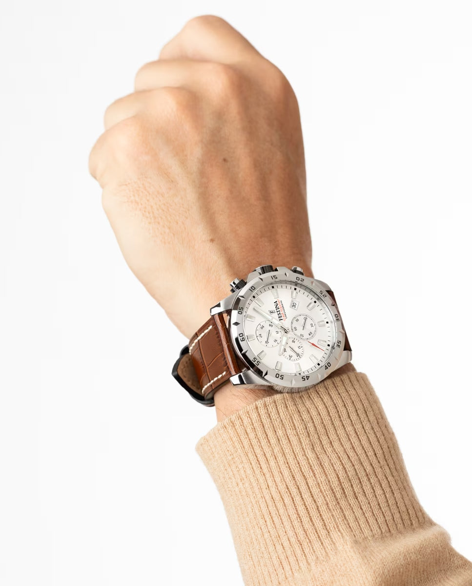 Orologio Uomo Festina Cronografo Pelle Acciaio Data 10 ATM F20692/1